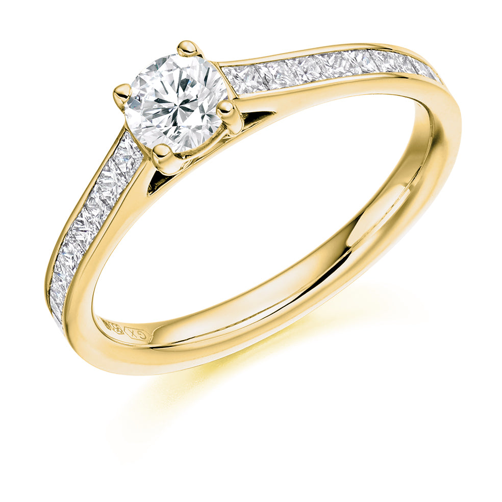 Channel-Set Solitaire Round Brilliant Engagement Ring 0.78ct in Yellow Gold