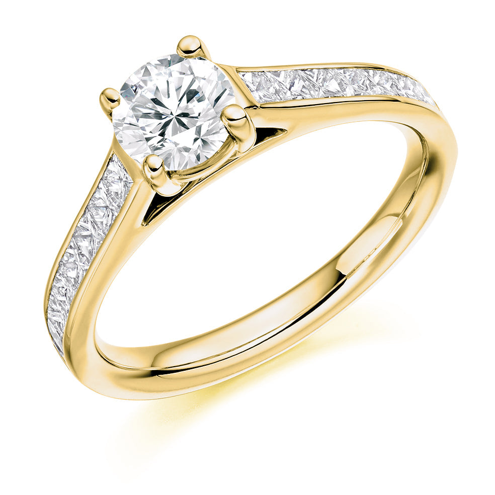 Channel-Set Solitaire Round Brilliant Engagement Ring, 0.75ct in Yellow Gold