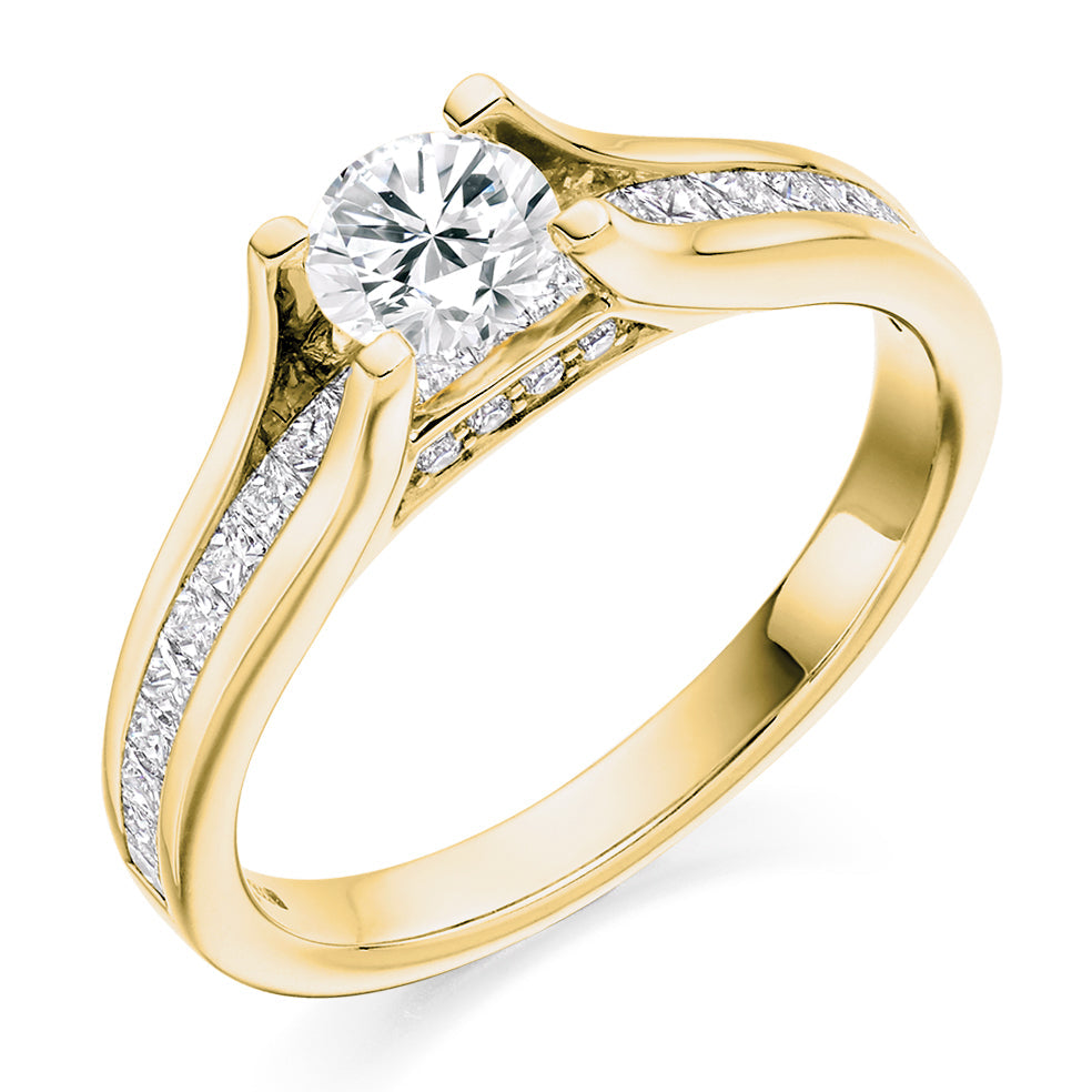 Channel-Set Solitaire Round Brilliant Engagement Ring 0.5ct in Yellow Gold