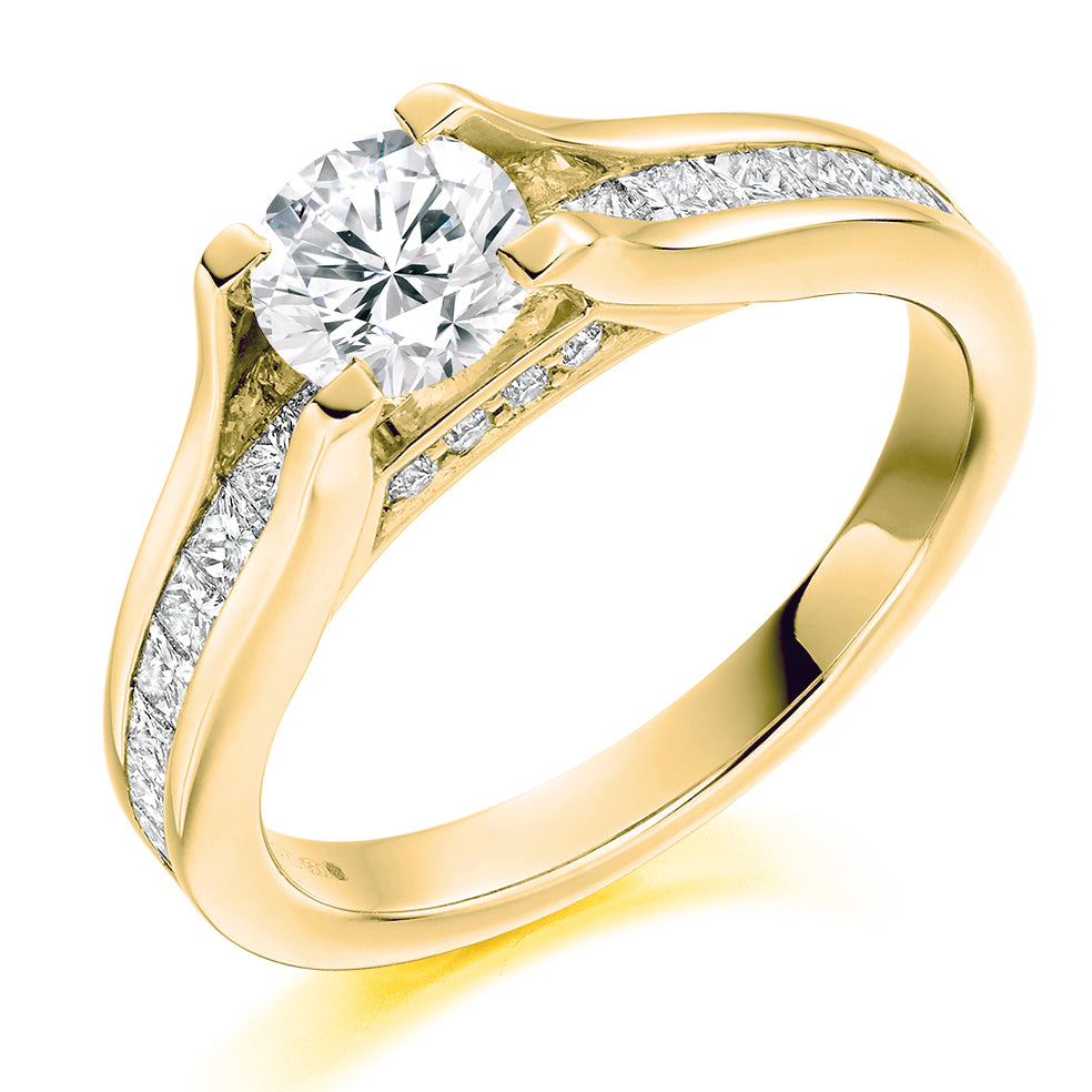 Channel-Set Solitaire Round Brilliant Engagement Ring 1.75ct in Yellow Gold
