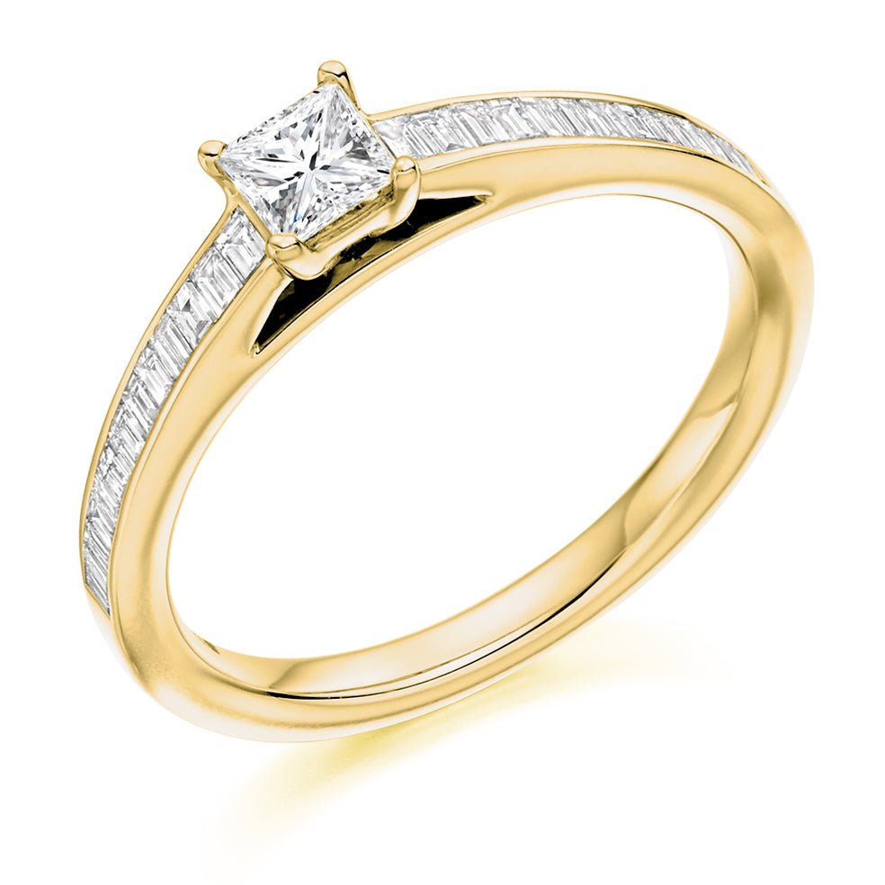 Channel-Set Solitaire Princess Cut Engagement Ring 0.63ct in Yellow Gold