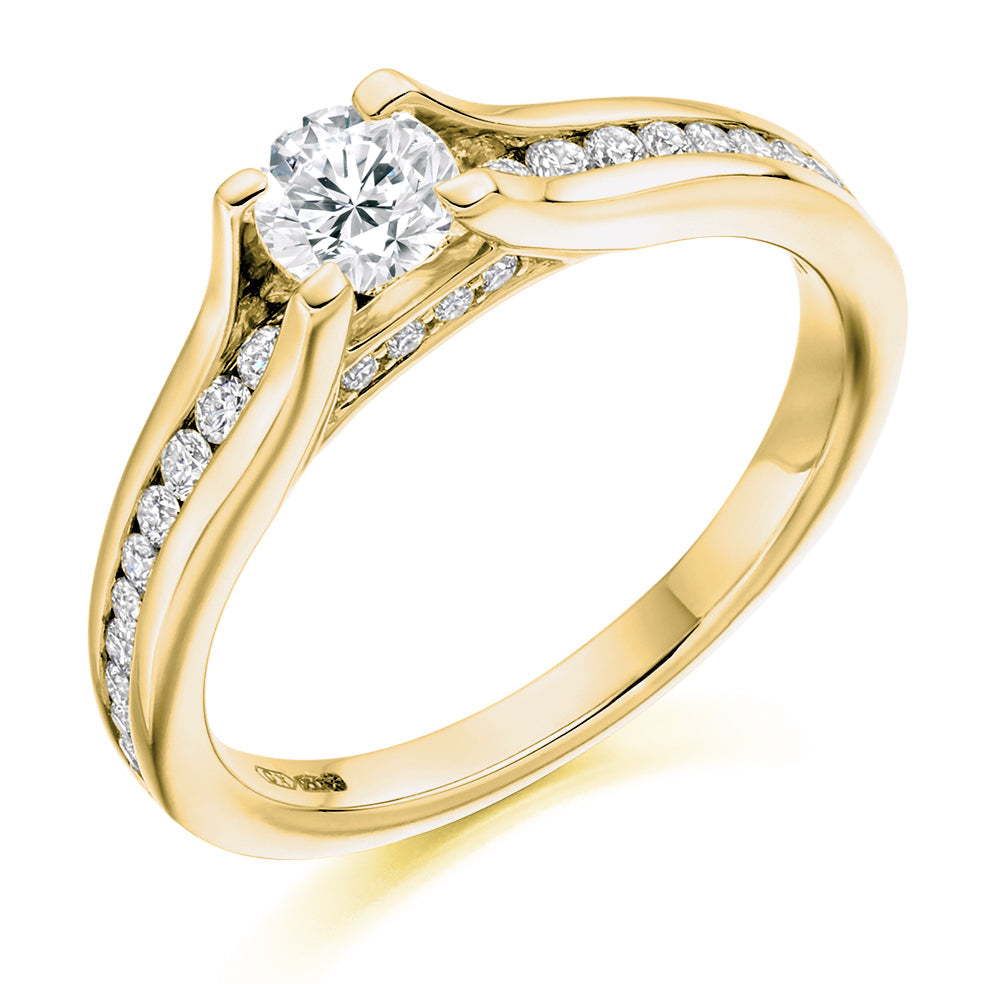 Channel-Set Solitaire Round Brilliant Engagement Ring 0.63ct in Yellow Gold