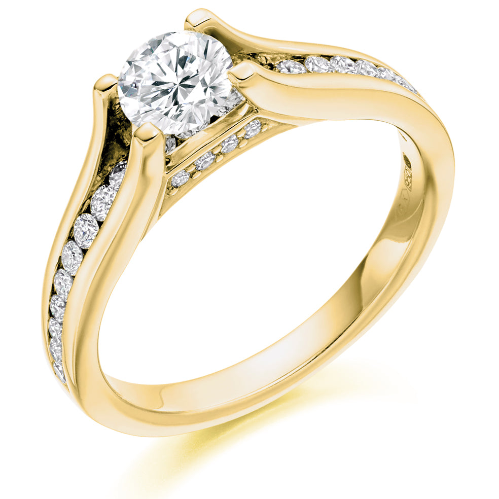 Channel-Set Solitaire Round Brilliant Engagement Ring 0.5ct total in Yellow Gold
