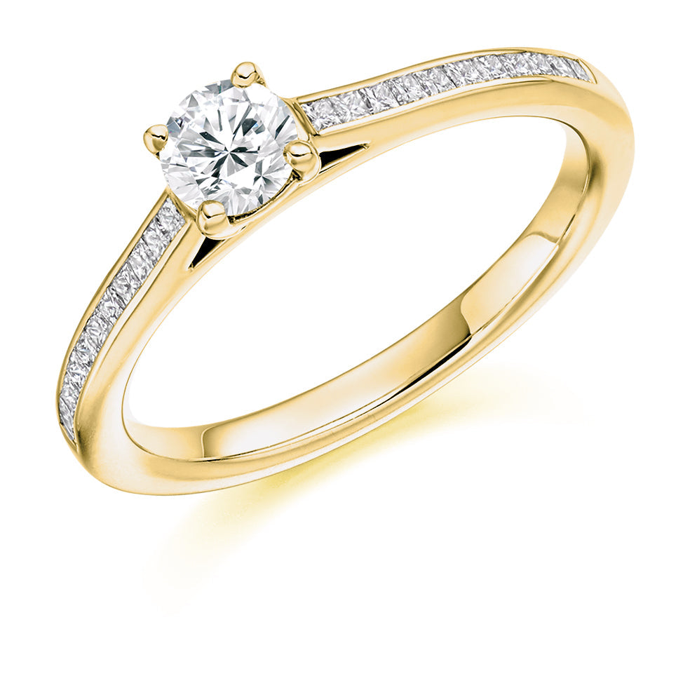 Channel-Set Solitaire Round Brilliant Engagement Ring 0.58ct in Yellow Gold