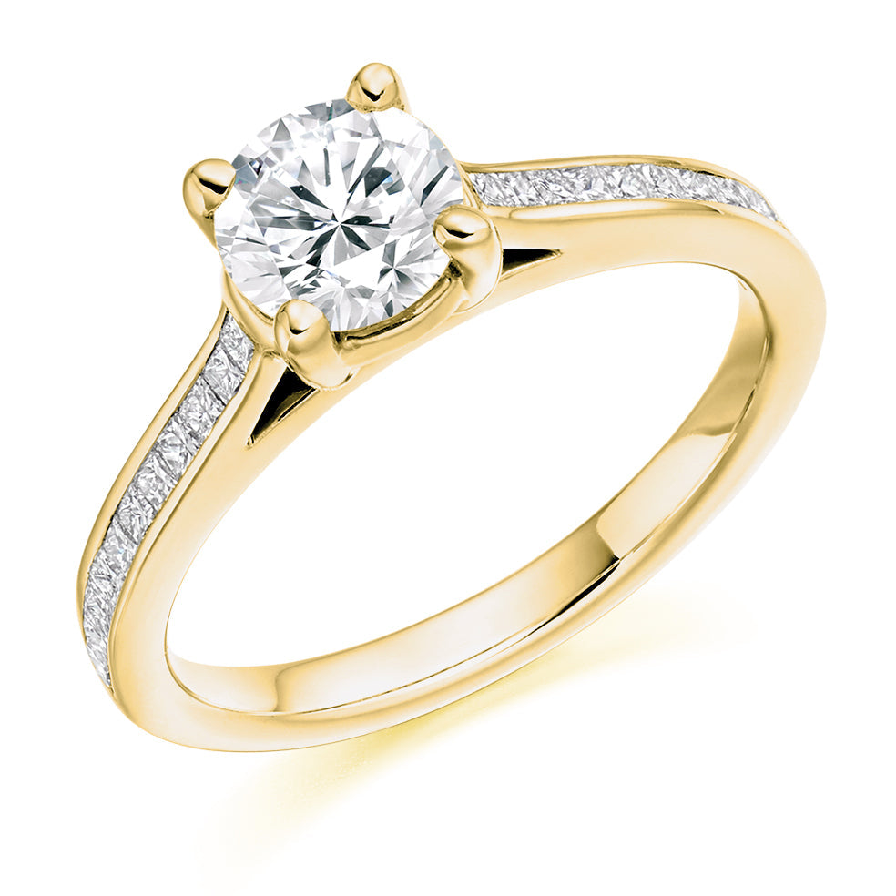 Channel-Set Solitaire Round Brilliant Engagement Ring 1.1ct in Yellow Gold