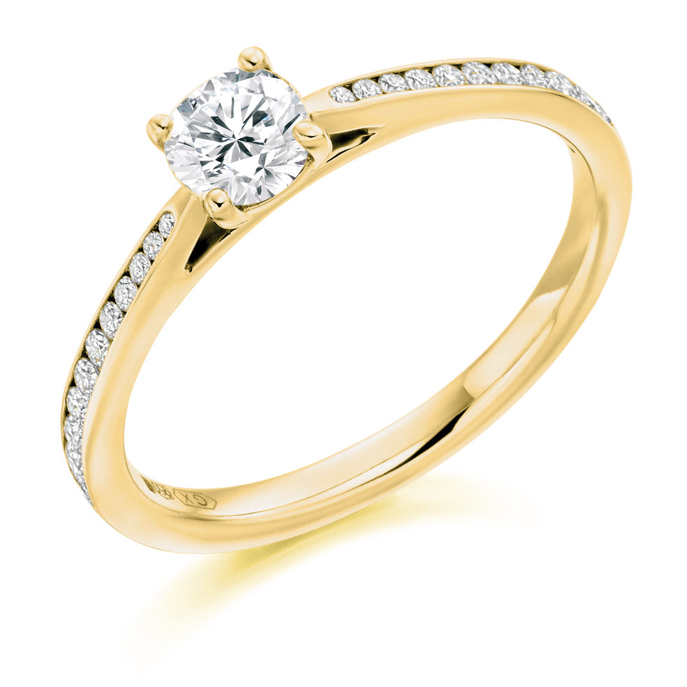 Channel-Set Solitaire Round Brilliant Engagement Ring 0.53ct in Yellow Gold