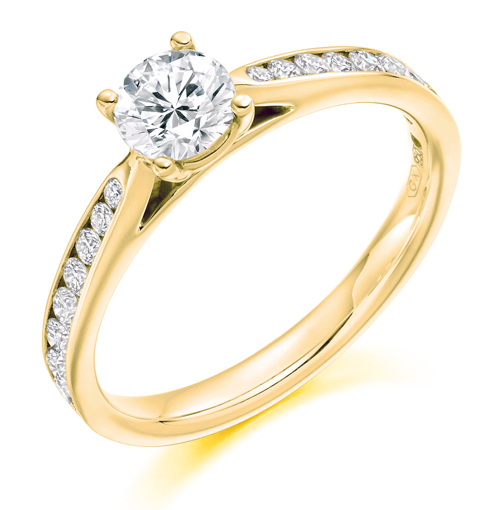 Channel-Set Solitaire Round Brilliant Engagement Ring 0.75ct total in Yellow Gold
