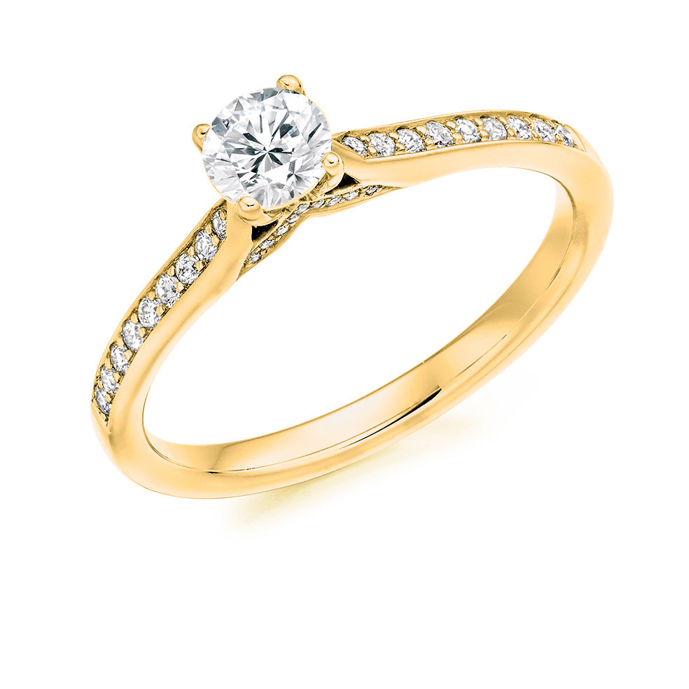 Grain-Set Solitaire Round Brilliant Engagement Ring 0.45ct in Yellow Gold