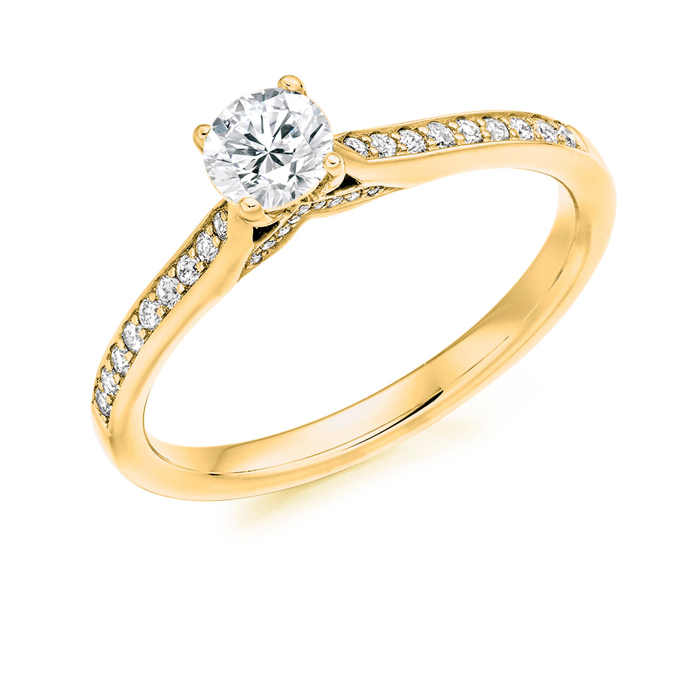 Grain-Set Solitaire Round Brilliant Engagement Ring 0.45ct in Yellow Gold