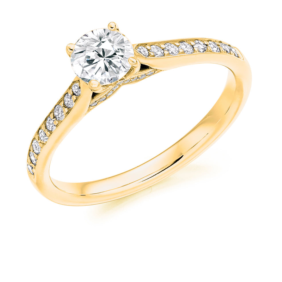 Grain-Set Solitaire Round Brilliant Engagement Ring 0.75ct in Yellow Gold
