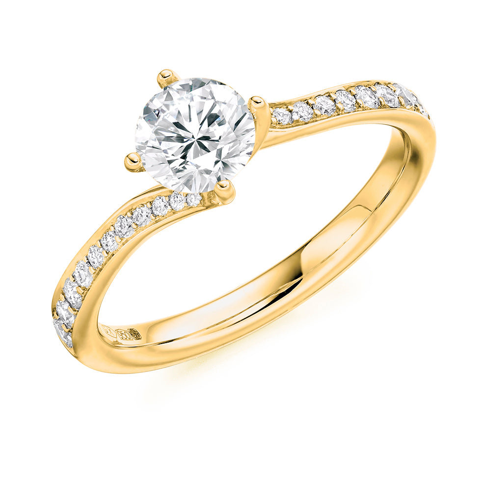 Grain-Set Solitaire Round Brilliant Engagement Ring 0.9ct total in Yellow Gold