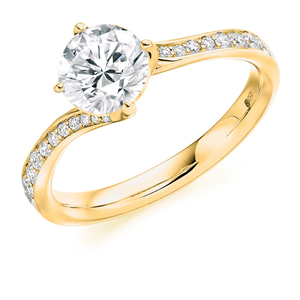 Grain-Set Solitaire Round Brilliant Engagement Ring 1.25ct in Yellow Gold
