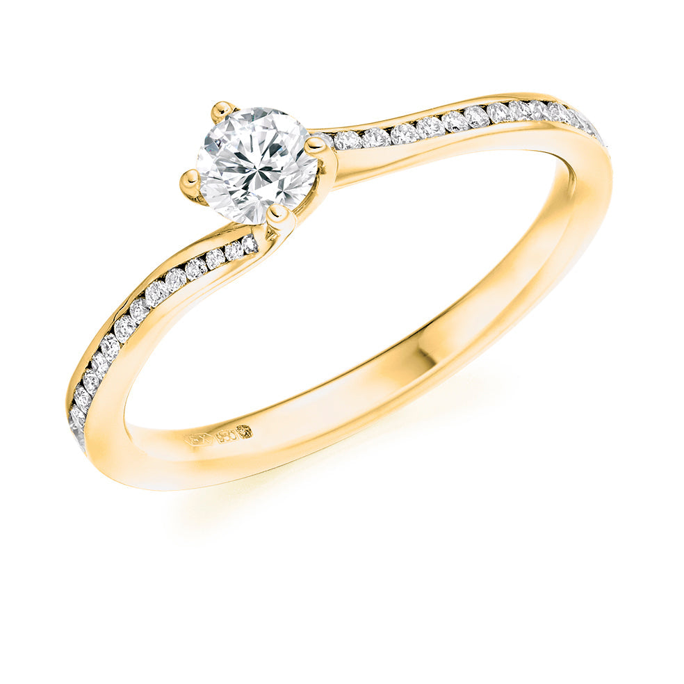 Channel-Set Solitaire Round Brilliant Engagement Ring 0.25ct in Yellow Gold