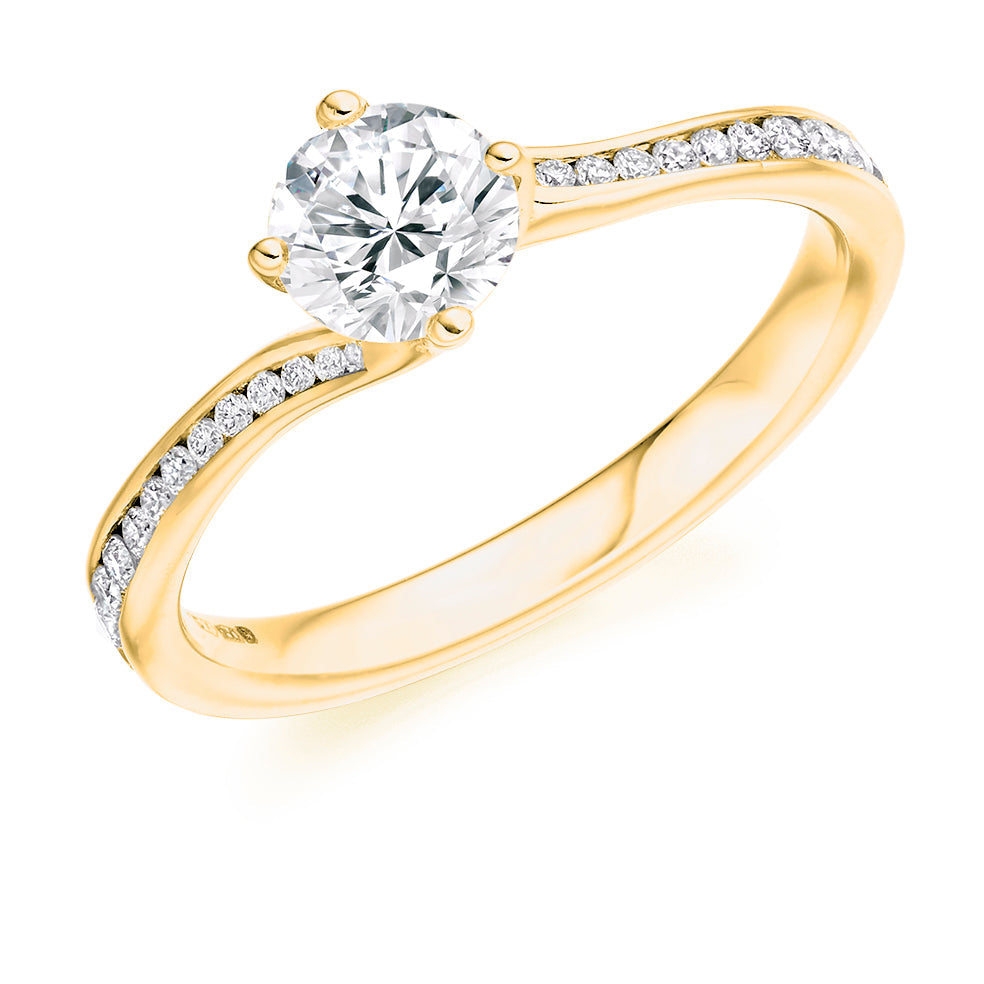 Channel-Set Solitaire Round Brilliant Engagement Ring 0.75ct/1.0ct in Yellow Gold