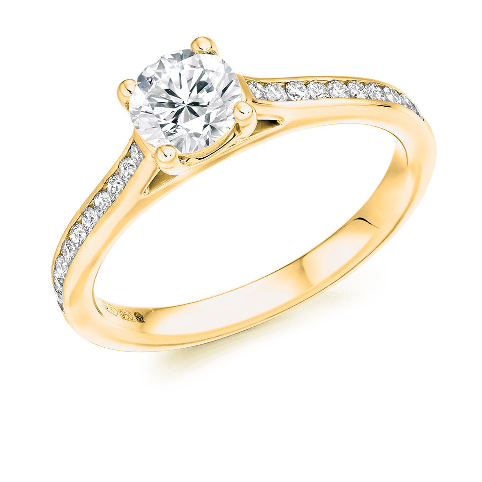 Channel-Set Solitaire Round Brilliant Engagement Ring 1.0ct in Yellow Gold