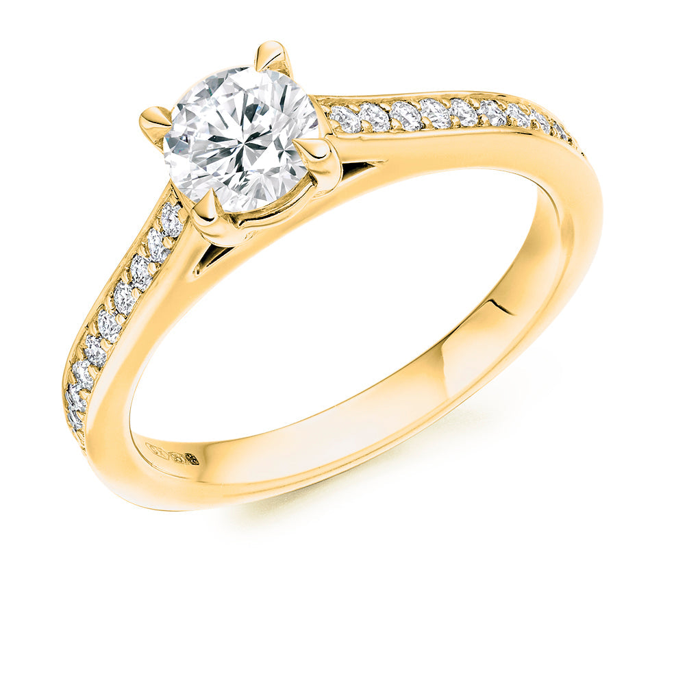 Grain-Set Solitaire Round Brilliant Engagement Ring 0.75ct total in Yellow Gold