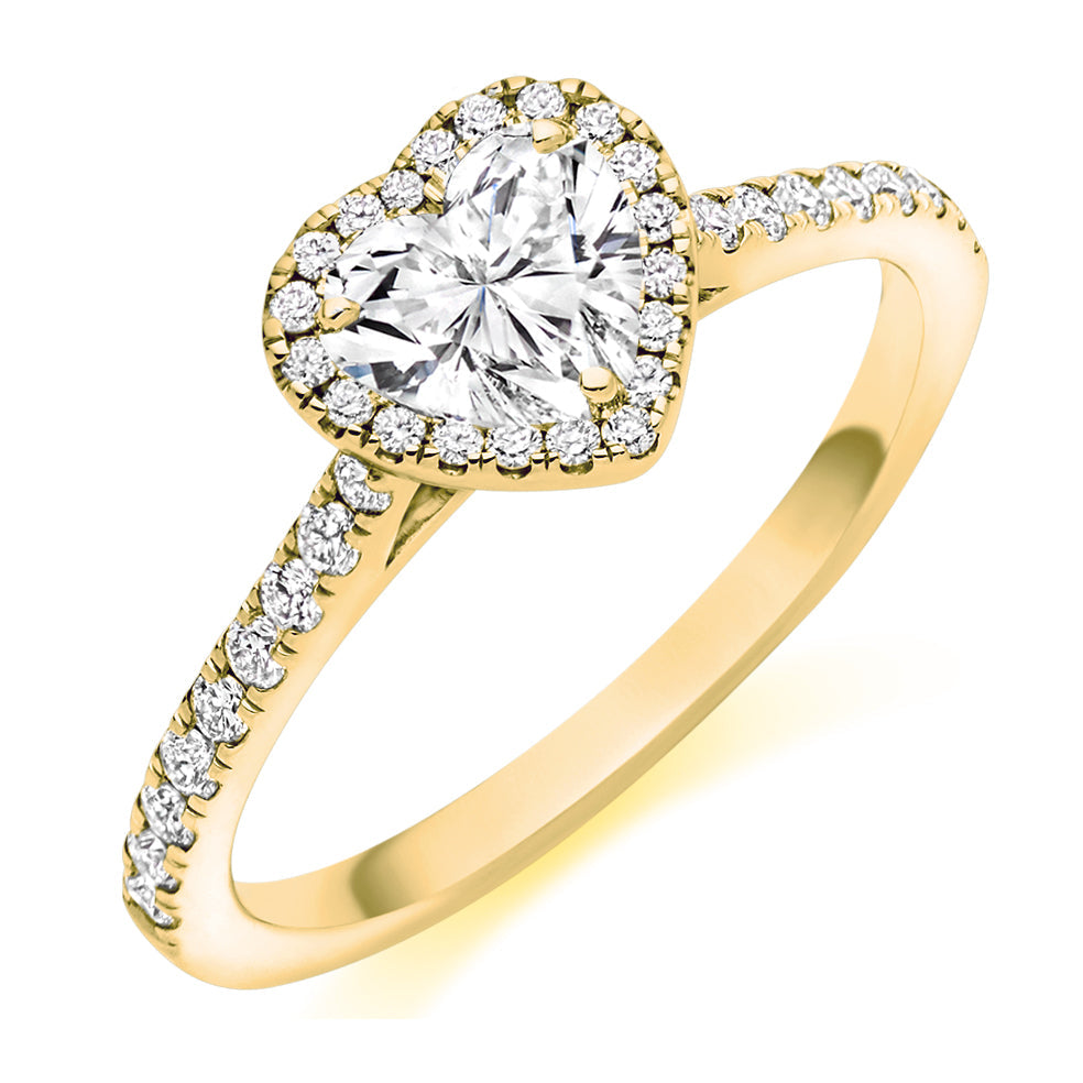 Pavé-Shoulder Halo Heart-Cut Engagement Ring, 0.5ct (ENG5348 SMT) in Yellow Gold