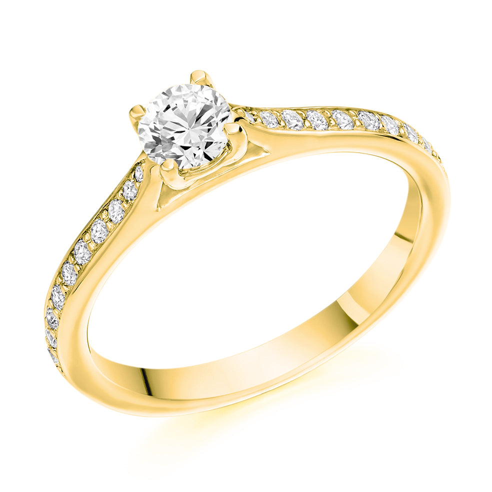 Grain-Set Solitaire Round Brilliant Engagement Ring 0.33ct in Yellow Gold
