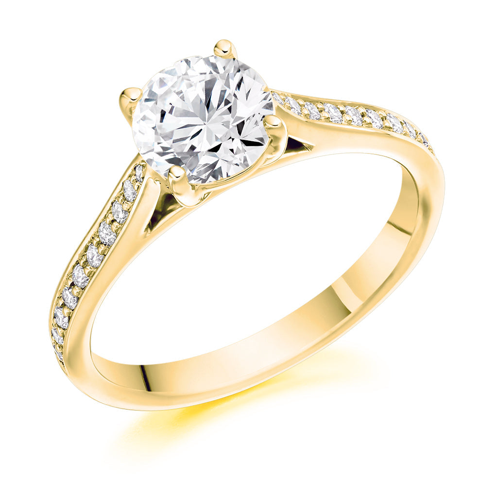 Grain-Set Solitaire Round Brilliant Engagement Ring 1.0ct total in Yellow Gold