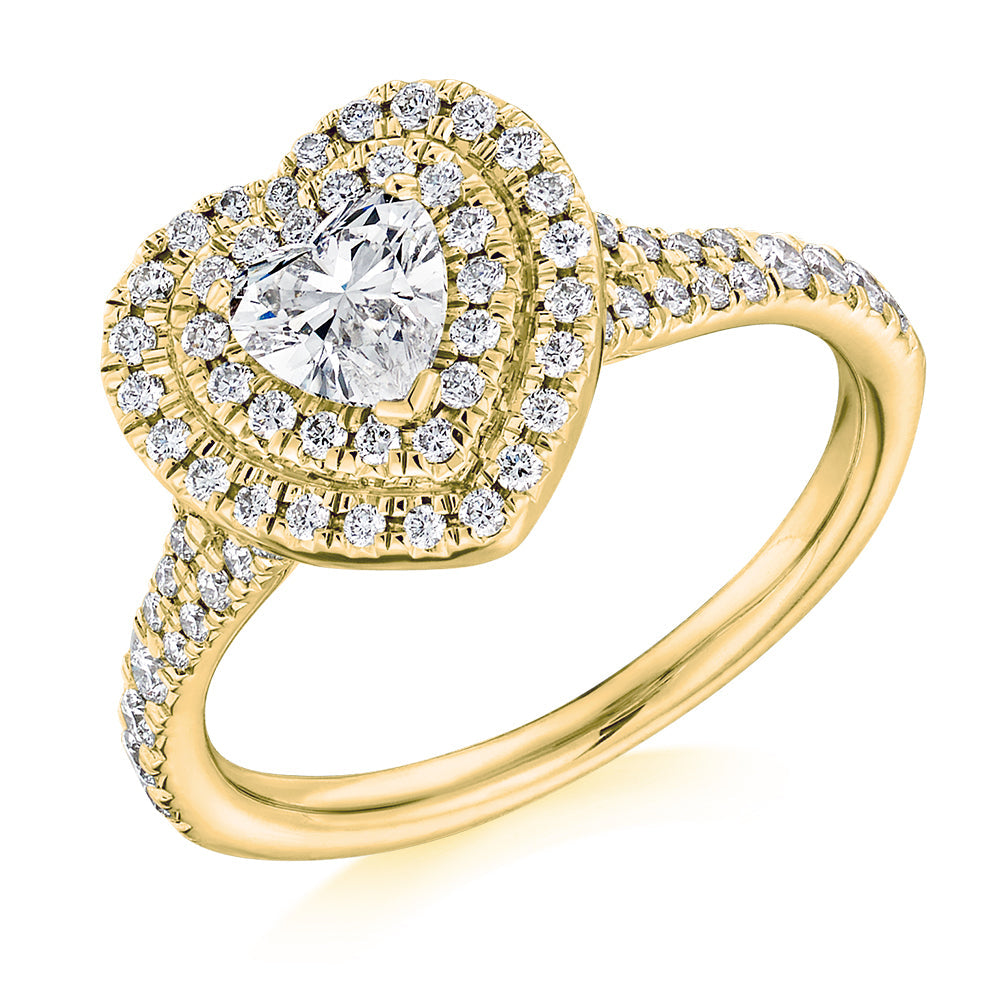 Double-Halo Split-Shoulder Heart-Cut Engagement Ring, 0.5ct (ENG5997 SMT) in Yellow Gold
