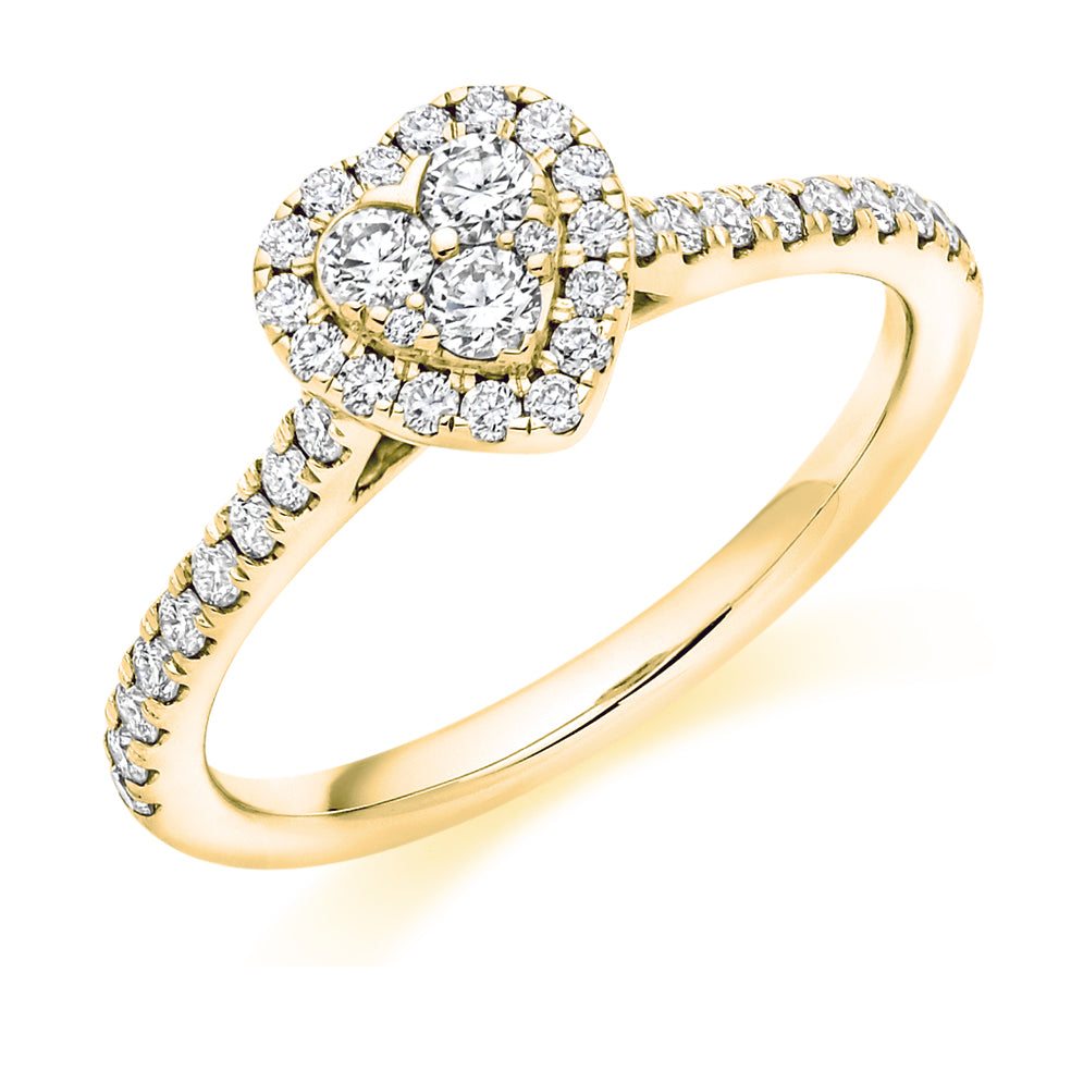 Invisible-Set Halo Round-Brilliant Engagement Ring in Yellow Gold