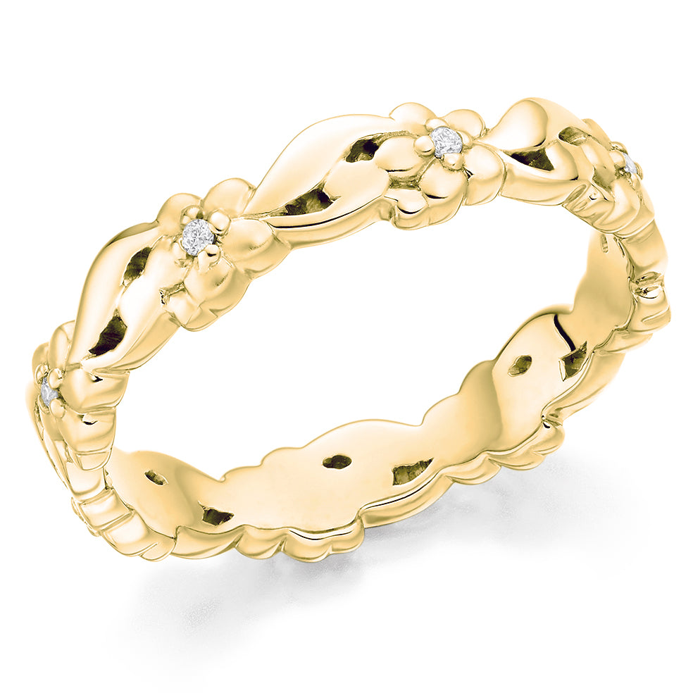 Claw-Set Full Eternity Ring, 0.05ct total in Yellow Gold