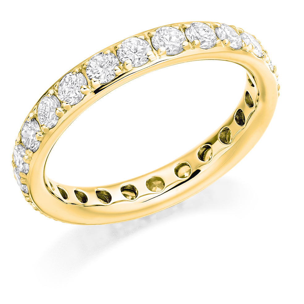 Claw-Set Diamond Full Eternity Ring, 1.5ct in Yellow Gold