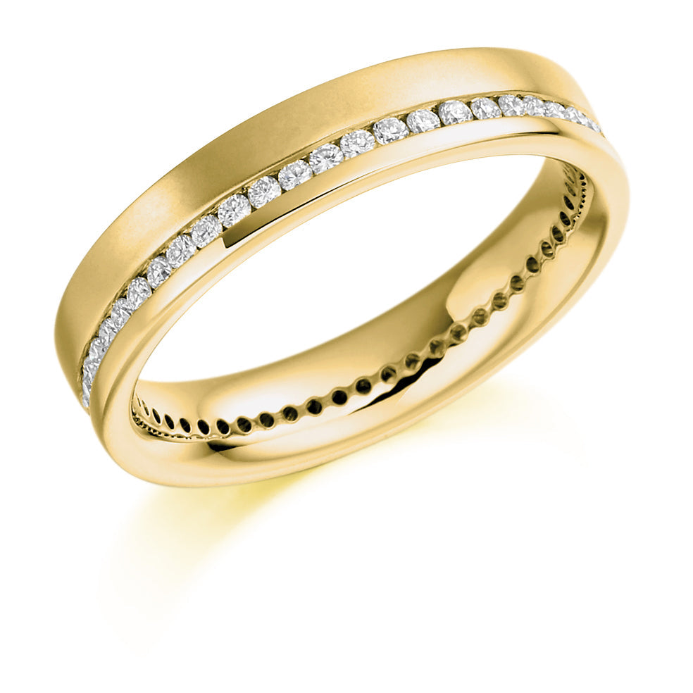 Offset Channel-Set Diamond Full Eternity Ring, 0.45ct in Yellow Gold