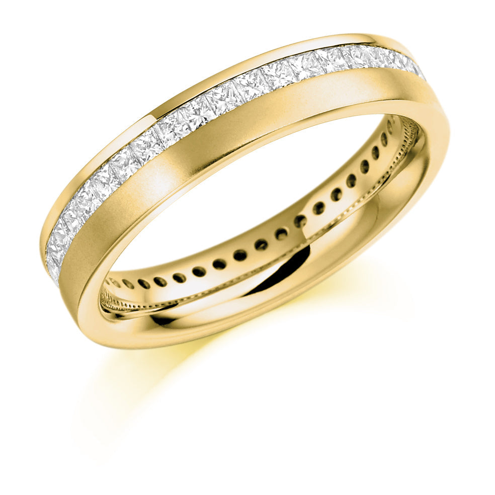 Offset Channel-Set Diamond Full Eternity Ring B, 1.0ct in Yellow Gold