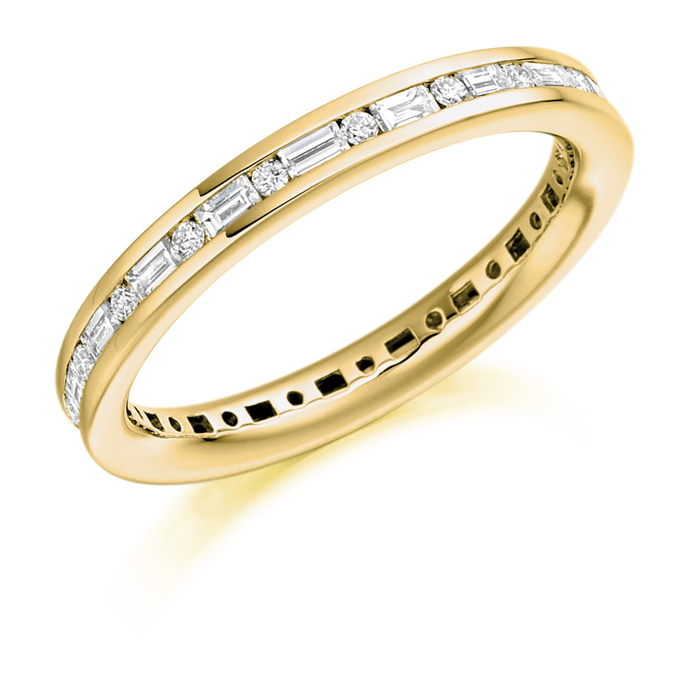 Channel-Set Diamond Full Eternity Ring E, 0.6ct in Yellow Gold