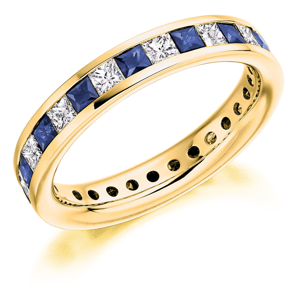 Sapphire & Diamond Full Eternity Ring, 1.02ct in Yellow Gold