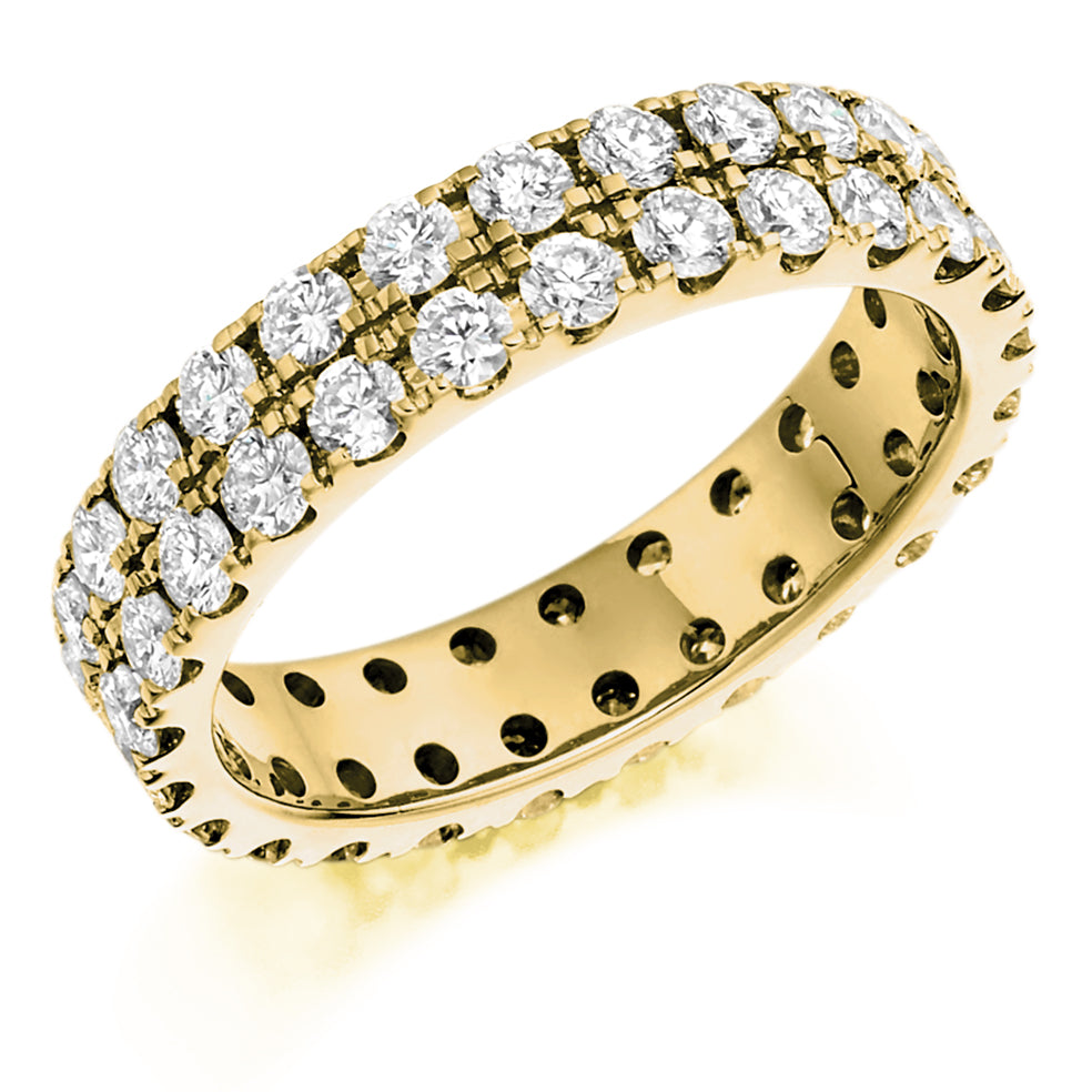 Claw-Set Diamond Full Eternity Ring with Right-Hand, 2.0ct in Yellow Gold