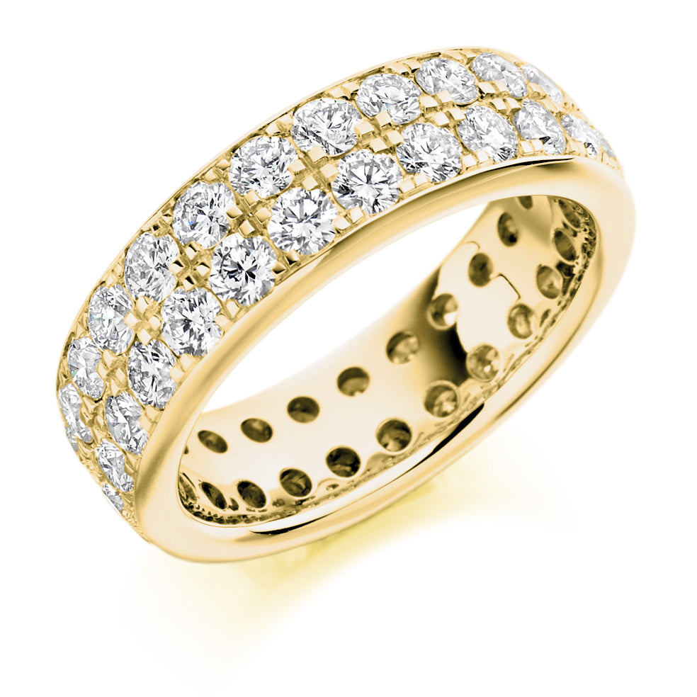 Grain-Set Diamond Full Eternity Ring, 3.1ct in Yellow Gold