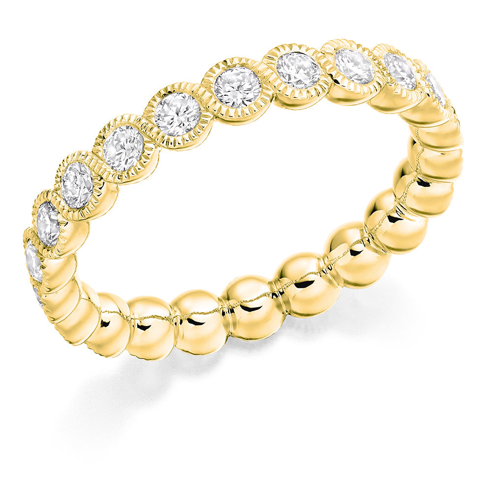 Milgrain Rubover Diamond Full Eternity Ring, 1.0ct in Yellow Gold