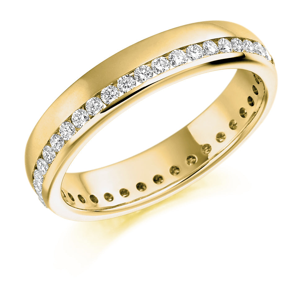 Offset Channel-Set Diamond Full Eternity Ring C, 0.5ct in Yellow Gold