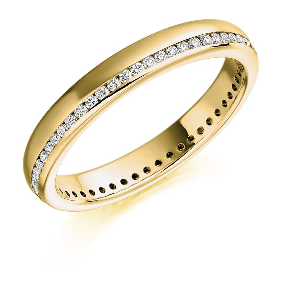 Offset Channel-Set Diamond Full Eternity Ring B, 0.26ct in Yellow Gold