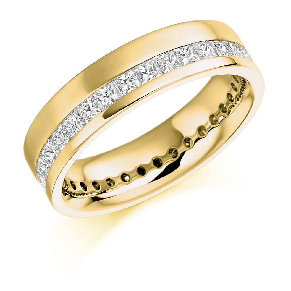 Offset Channel-Set Diamond Full Eternity Ring, 1.55ct in Yellow Gold
