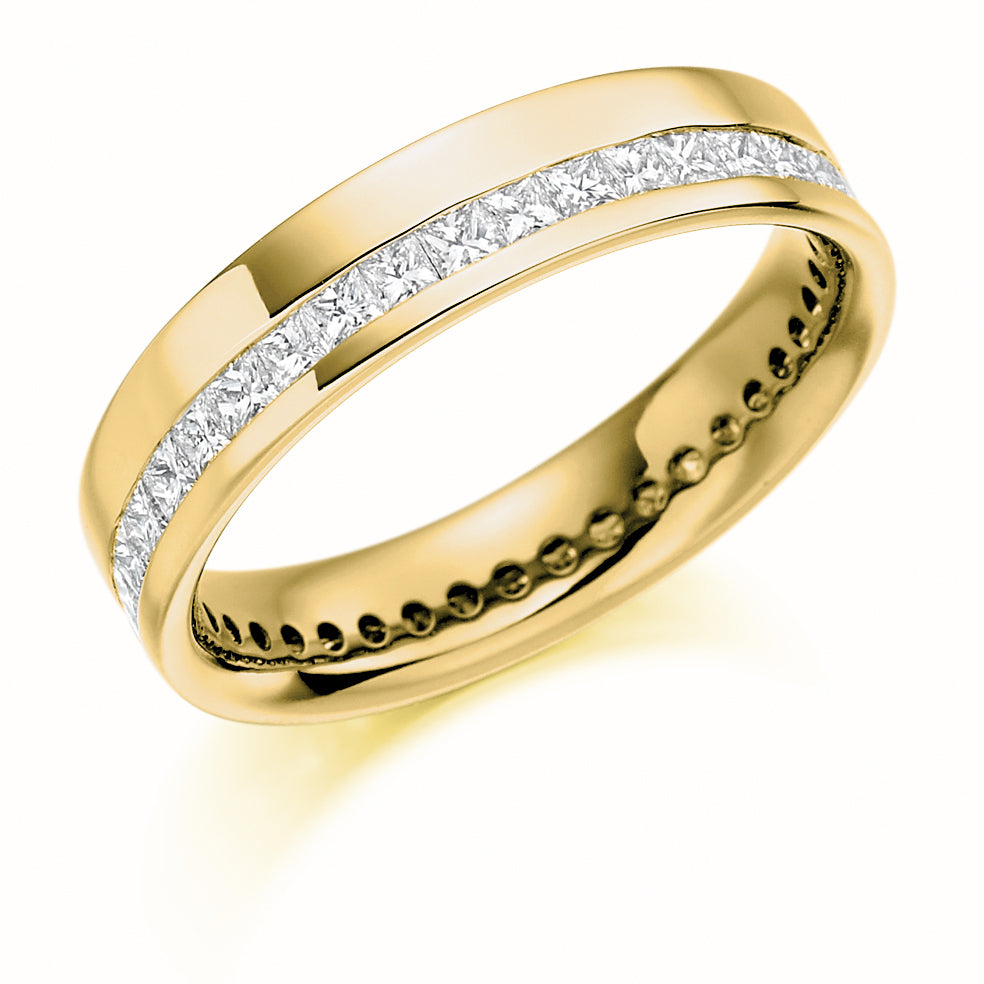 Offset Channel-Set Diamond Full Eternity Ring C, 1.0ct in Yellow Gold