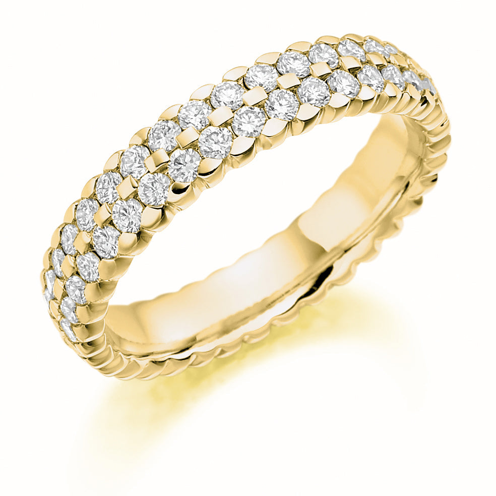 Micro-Claw Diamond Full Eternity Ring with Right-Hand, 1.25ct in Yellow Gold