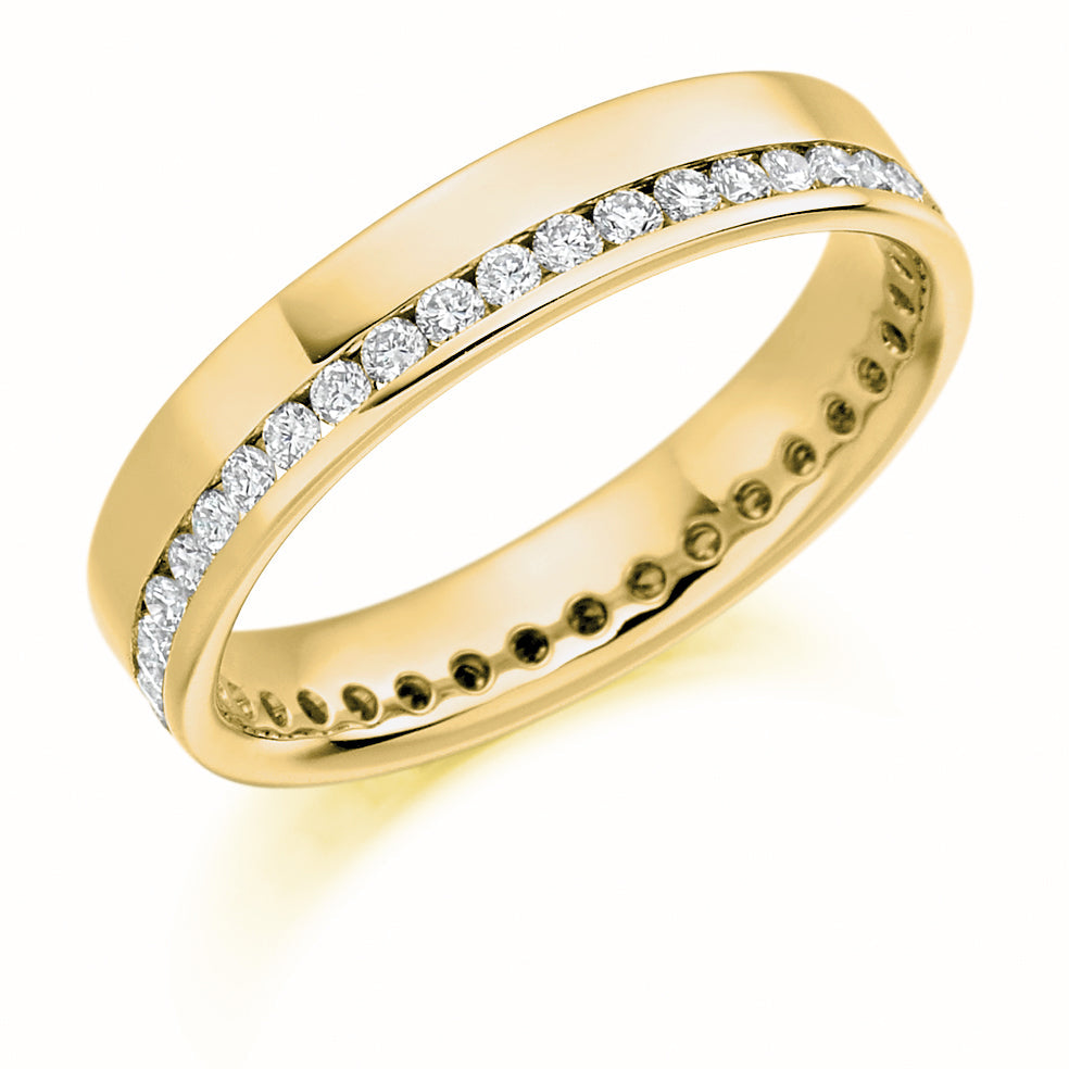 Offset Channel-Set Diamond Full Eternity Ring B, 0.5ct in Yellow Gold