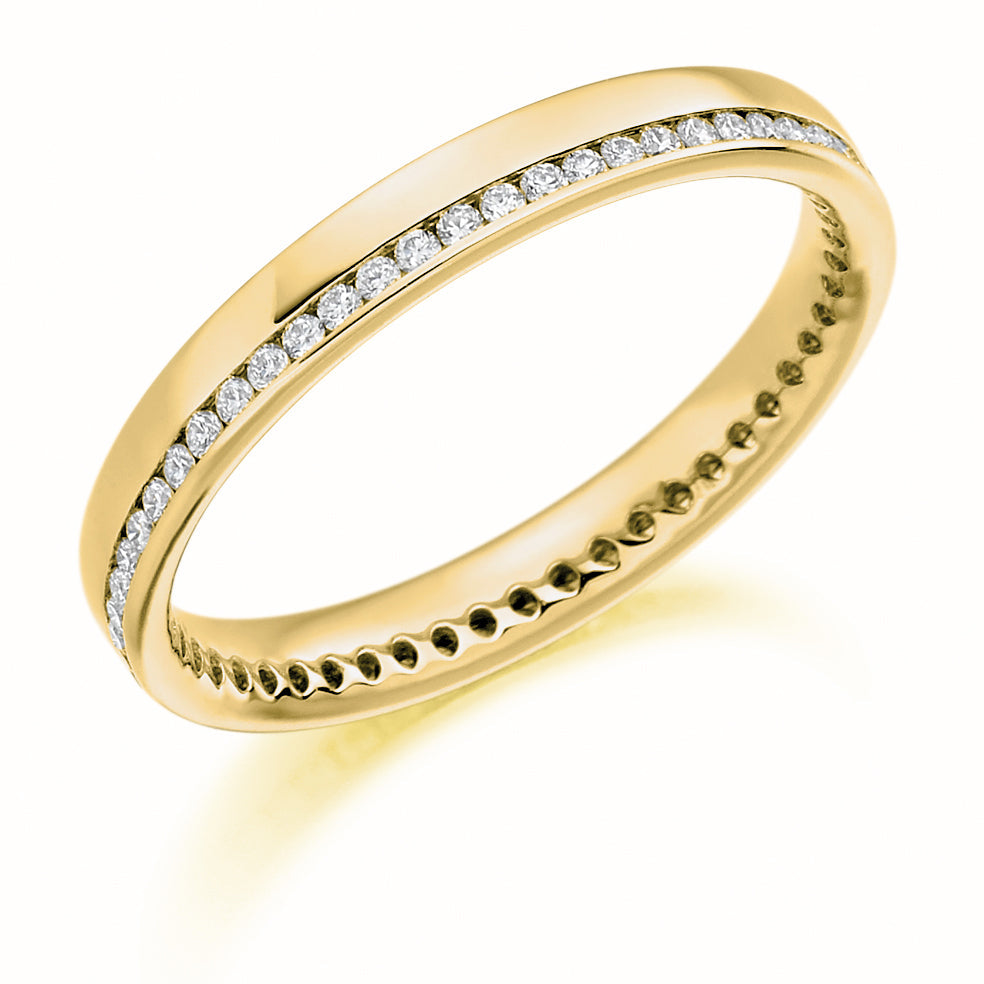 Offset Channel-Set Diamond Full Eternity Ring, 0.26ct in Yellow Gold