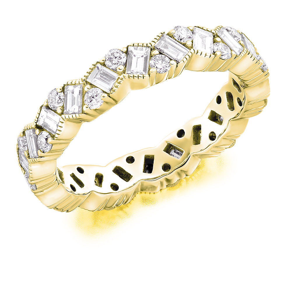 Milgrain Claw-Set Full Eternity Ring, 1.8ct total in Yellow Gold
