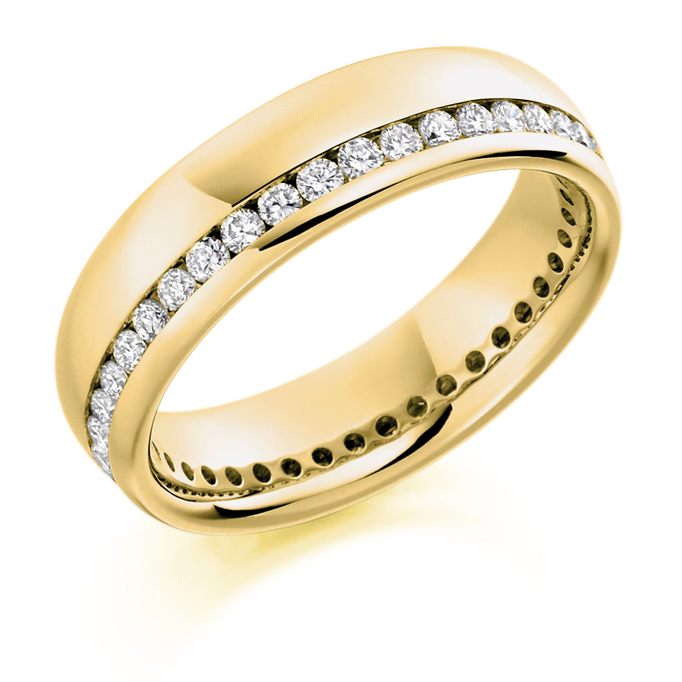 Offset Channel-Set Diamond Full Eternity Ring, 0.55ct in Yellow Gold