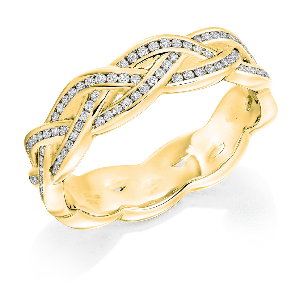 Curved Channel-Set Diamond Full Eternity Ring, 0.5ct in Yellow Gold