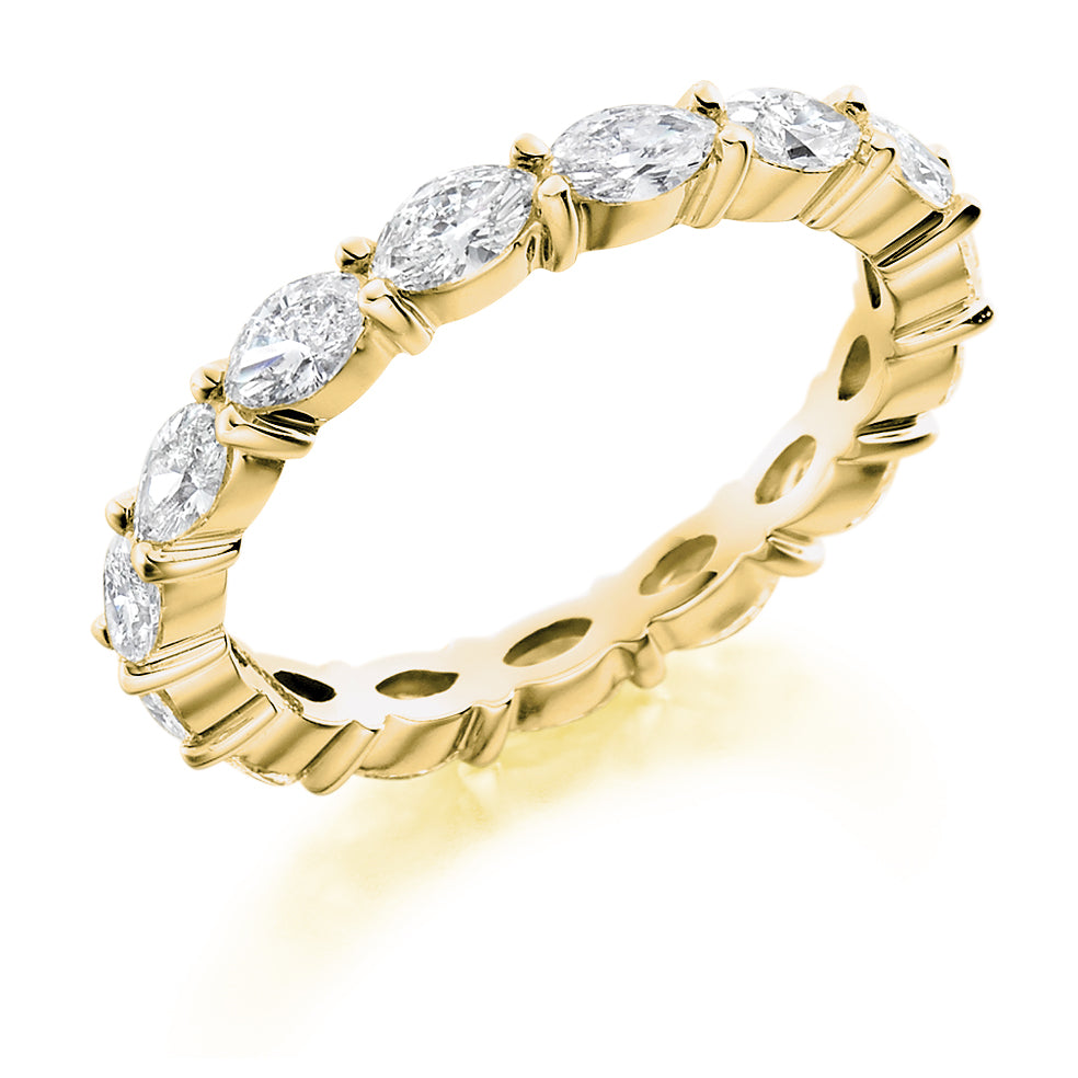 Claw-Set Diamond Full Eternity Ring D, 1.5ct in Yellow Gold
