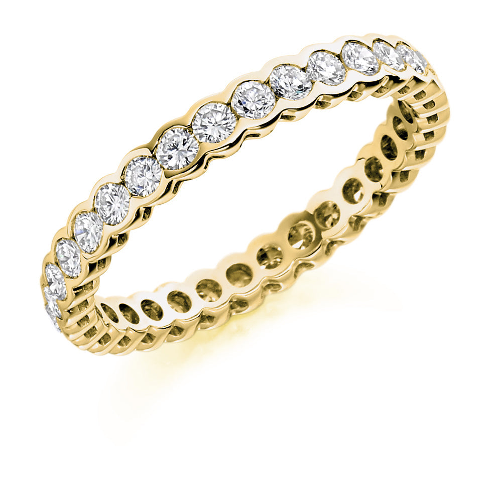 Rubover Diamond Full Eternity Ring, 1.0ct in Yellow Gold