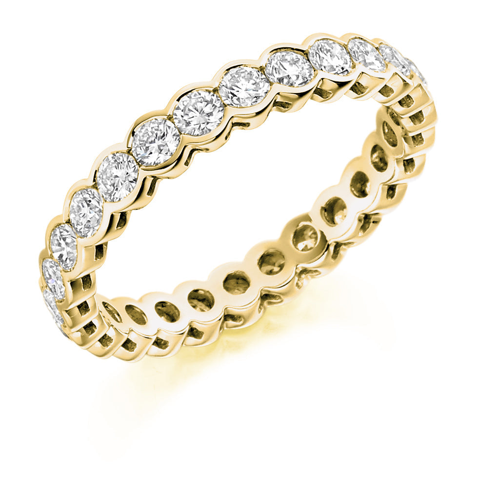 Rubover Diamond Full Eternity Ring, 1.5ct in Yellow Gold