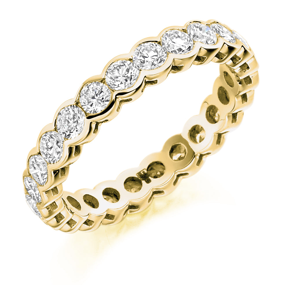 Rubover Diamond Full Eternity Ring, 2.0ct in Yellow Gold