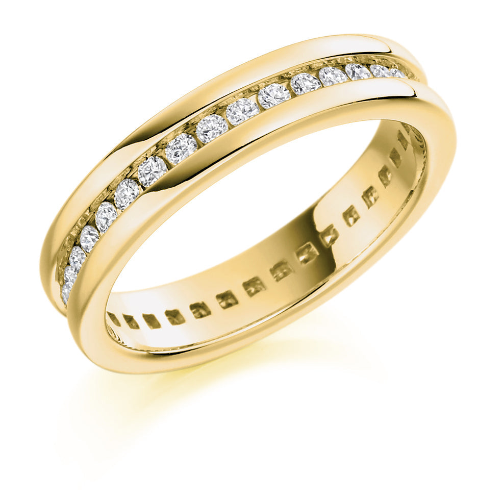 Channel-Set Diamond Full Eternity Ring, 0.6ct in Yellow Gold