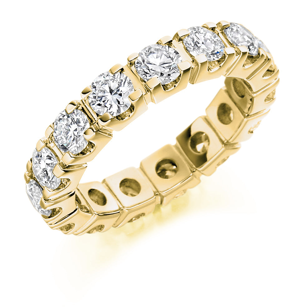 Claw-Set Diamond Full Eternity Ring, 3.3ct in Yellow Gold